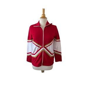 Chasse Cheerleading Full Zip Up Jacket M Red White Gold Womens